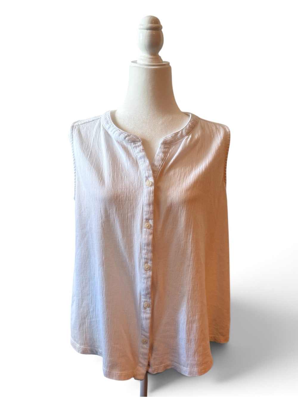 Lands' End Sleeveless Button-Down Top - White